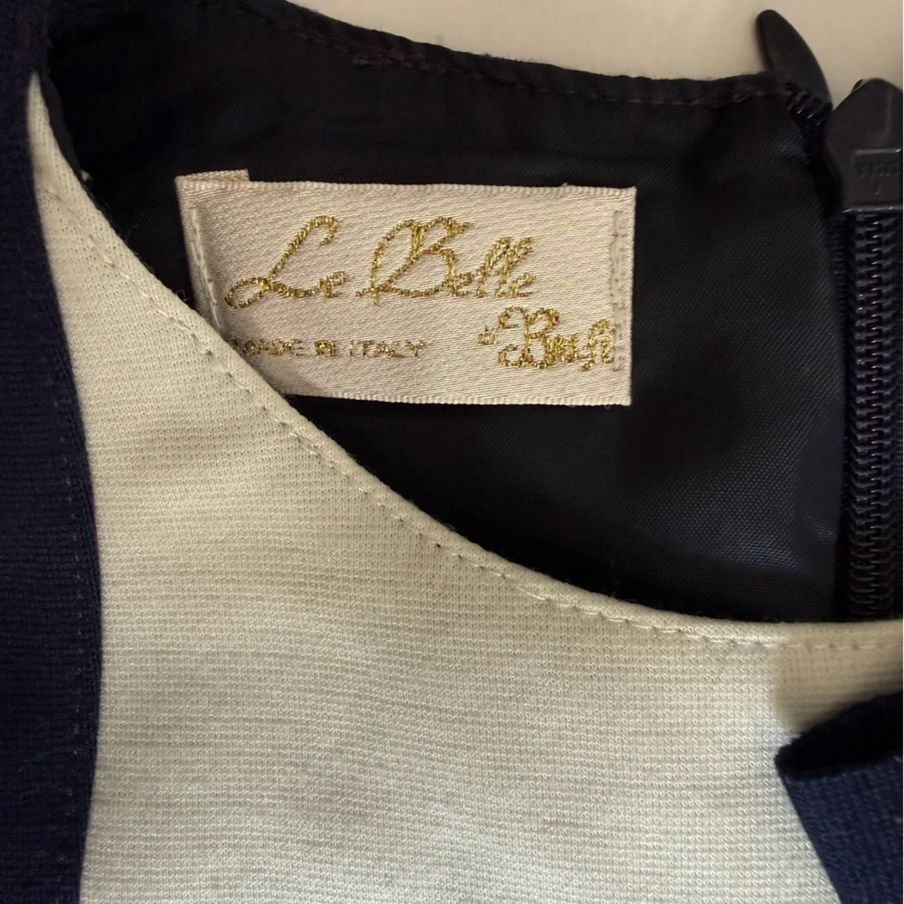 Le Belle Navy and Cream Colorblock Dress Toddler Girl size 6